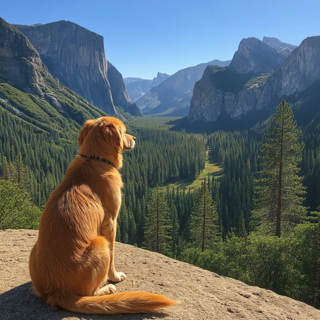 Golden retriever enjoying a dog-friendly hike on the East Coast USA